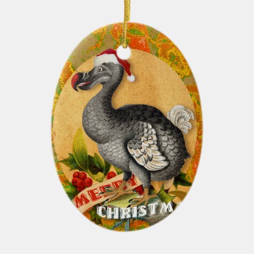 Christmas Dodo Bird Ceramic Ornament