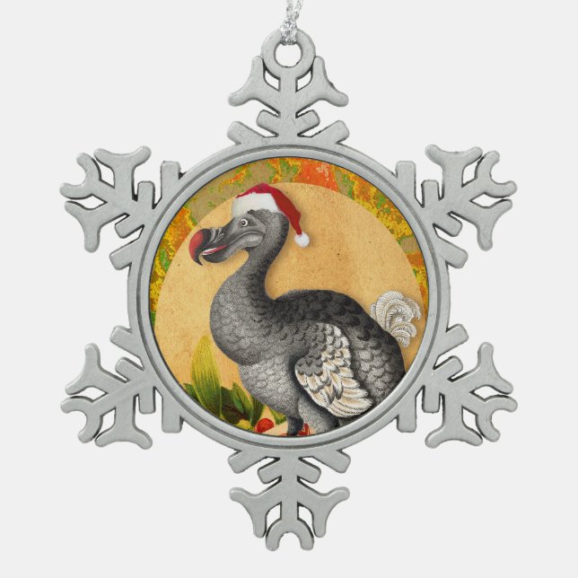 Christmas Dodo Bird Snowflake Pewter Christmas Ornament (Front)