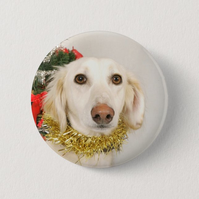 Christmas Dog 2 Pinback Button (Front)