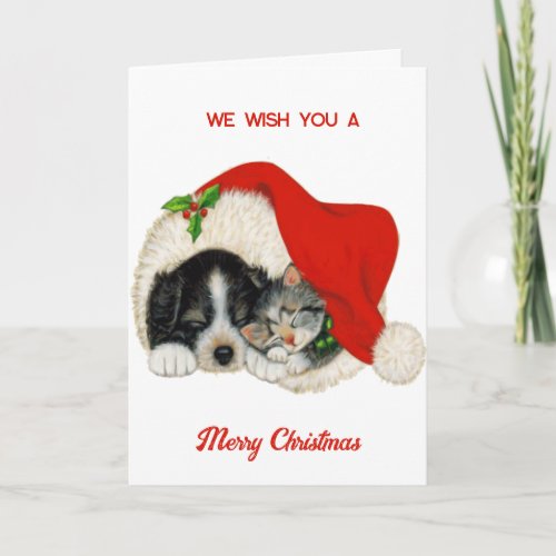 Christmas Dog And Cat Card