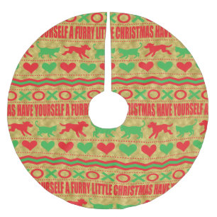 Christmas Dog and Cat Furries Brushed Polyester Tree Skirt