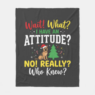 Christmas Dog Attitude Humor Fleece Blanket