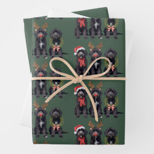 Christmas Dog Black Goldendoodle Doodle Mom Winter Wrapping Paper Sheets