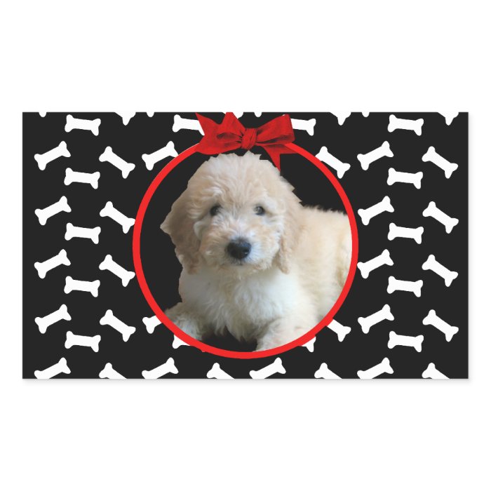 Christmas Dog Bone Puppy Picture Photo Frame Rectangle Stickers