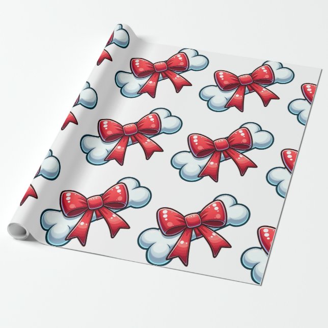 Christmas Dog Bone Wrapping Paper (Unrolled)