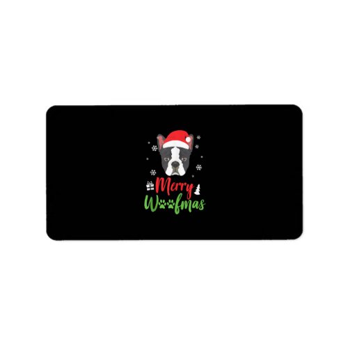 Christmas Dog Boston Terrier Merry Woofmas Gift Label