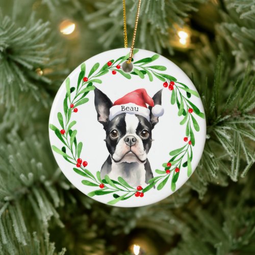 Christmas Dog Boston Terrier Terrier Holidays Pet Ceramic Ornament