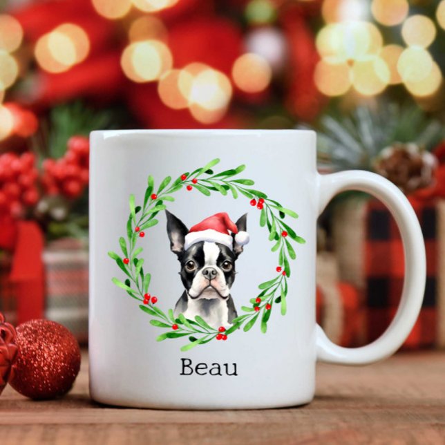 Christmas Dog Boston Terrier Terrier Holidays Pet Coffee Mug (Creator Uploaded)