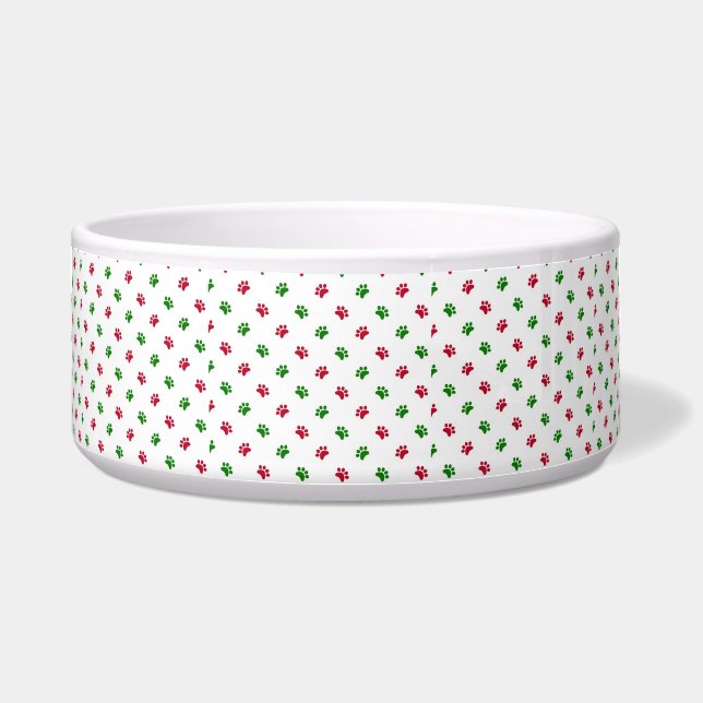 Christmas Dog Bowl Paw Prints (Front)