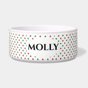 Christmas Dog Bowl Paw Prints
