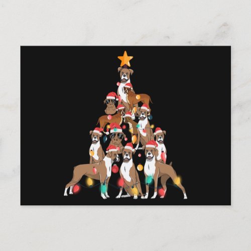 Christmas Dog Boxer Tree Holiday Dog Lover Xmas Postcard
