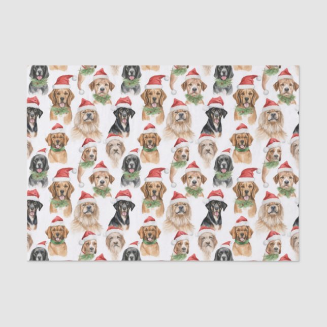 Christmas Dog Breed Pet Pattern Tissue Paper (Front)