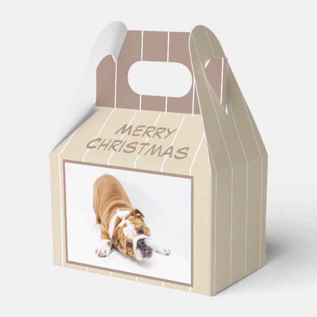 Christmas Dog Bulldog Puppy Photo Personalizable Favor Boxes (Front Side)