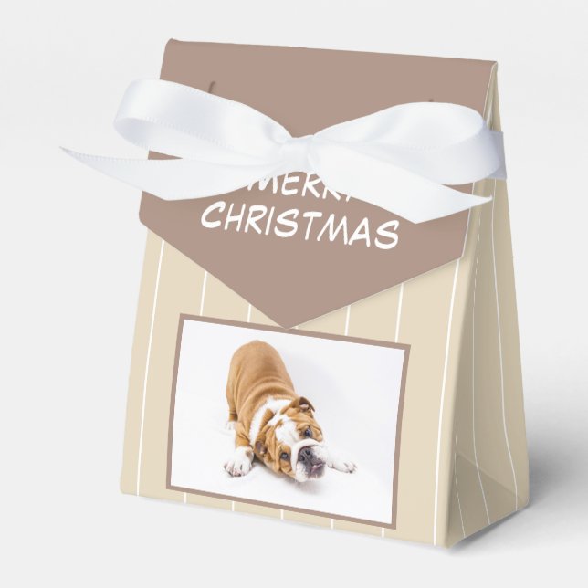 Christmas Dog Bulldog Puppy Photo Personalizable Favor Boxes (Front Side)