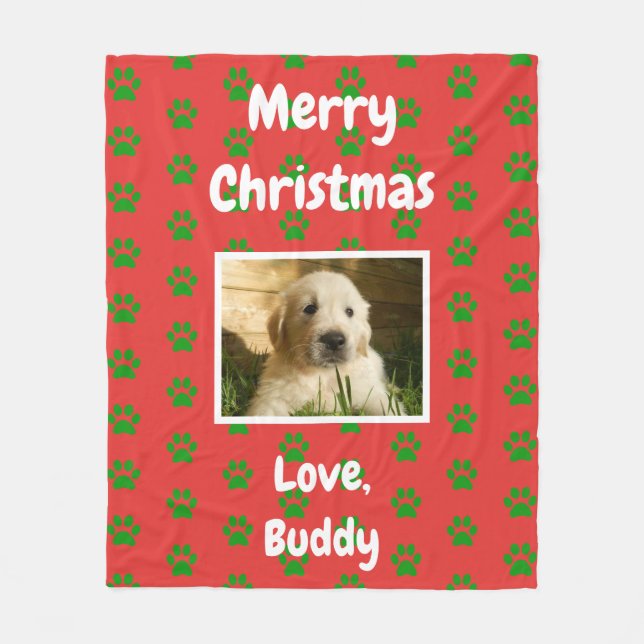 Christmas Dog Cat Dad Mom Pet Love Photo Fleece Blanket (Front)