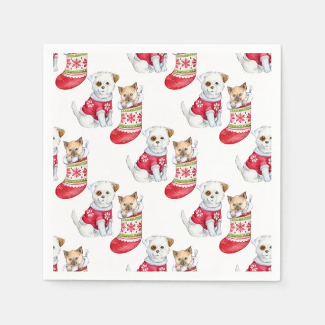 Christmas Dog & Cat Napkins (Front)
