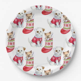 Christmas Dog & Cat Paper Plates