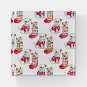 Christmas Dog & Cat Paperweight