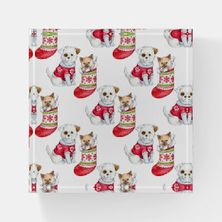 Christmas Dog & Cat Paperweight