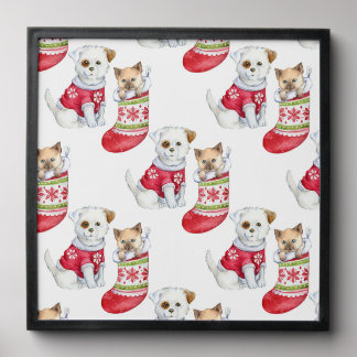 Christmas Dog & Cat Peel And Stick Photo Tile