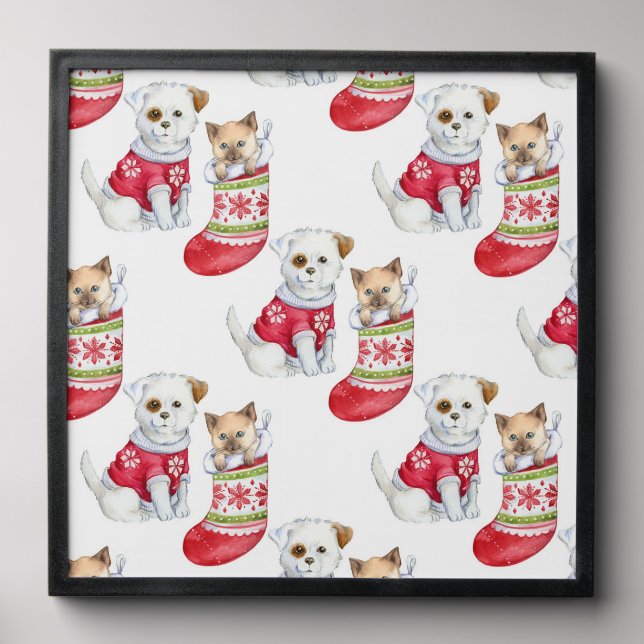 Christmas Dog & Cat Peel And Stick Photo Tile (Front Set)