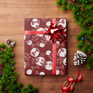 Christmas Dog Cat Pet Bone Snowflake Dot Pattern Wrapping Paper