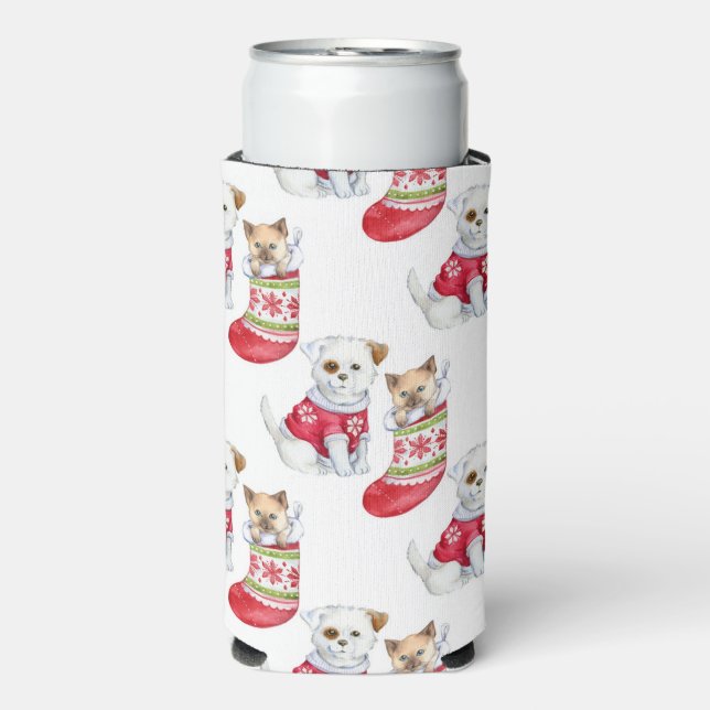 Christmas Dog & Cat Seltzer Can Cooler (Seltzer Front)