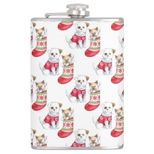 Christmas Dog & Cat Stockings Flask