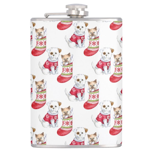 Christmas Dog & Cat Stockings         Flask (Front)