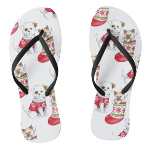Christmas Dog & Cat Stockings Flip Flops