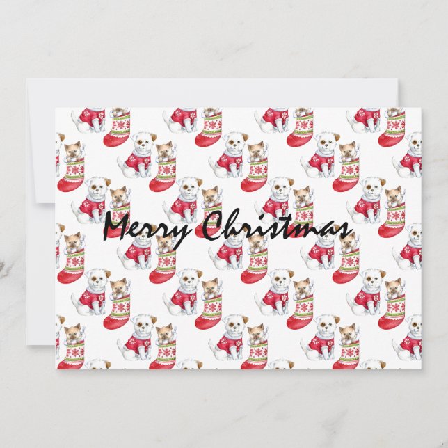 Christmas Dog & Cat Stockings          Invitation (Front)