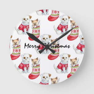 Christmas Dog & Cat Stockings                 Round Clock