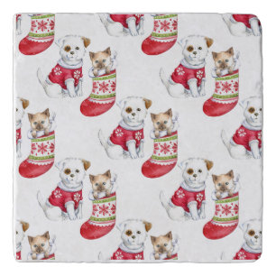 Christmas Dog & Cat Stockings Trivet
