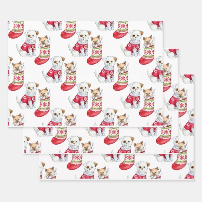 Christmas Dog & Cat Wrapping Paper Sheets (Set)
