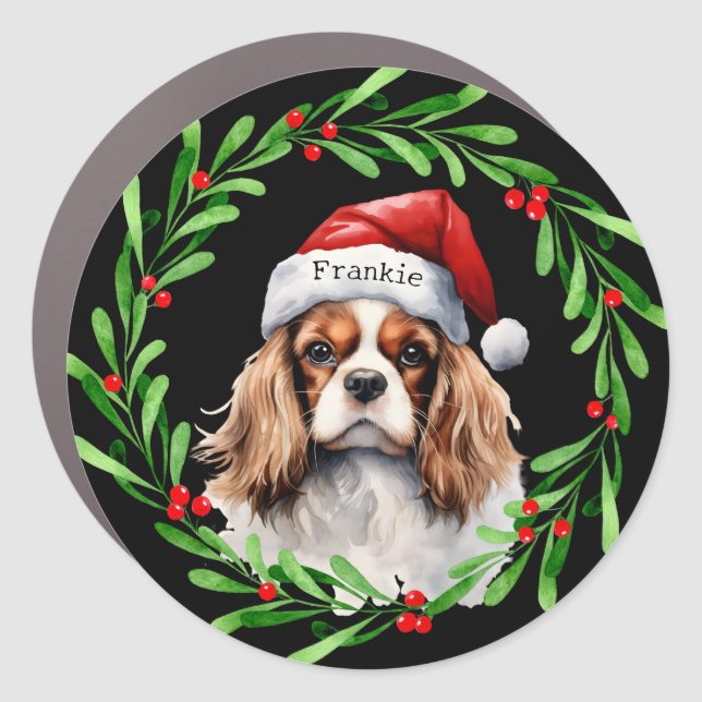 Christmas Dog Cavalier King Charles Spaniel Pet Car Magnet (Front)