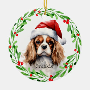 Christmas Dog Cavalier King Charles Spaniel Pet Ceramic Ornament