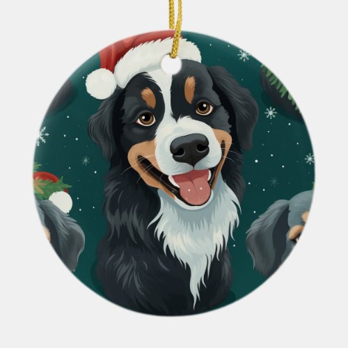 Christmas Dog Ceramic Ornament