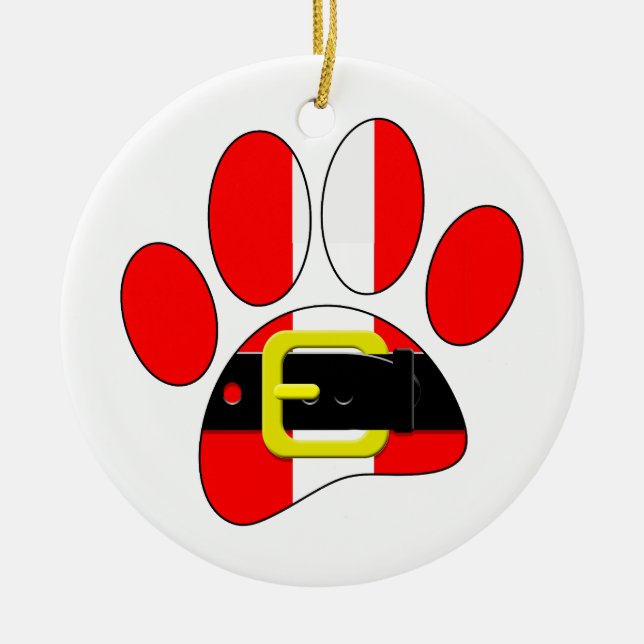 Christmas Dog Ceramic Ornament (Front)