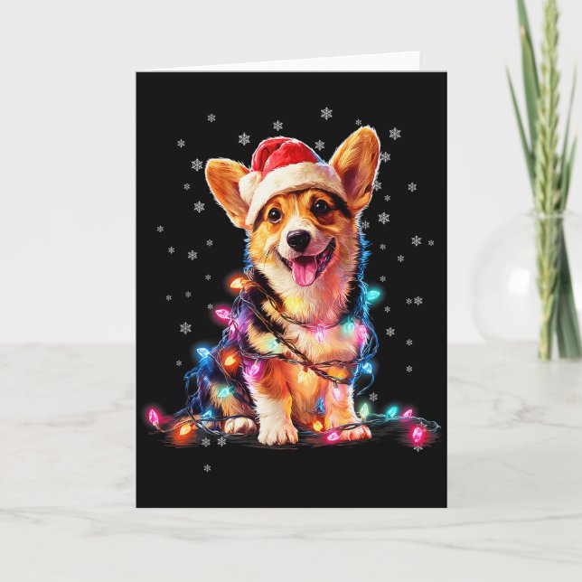 Christmas Dog Corgi Santa Xmas Women Men Kids  Card (Front)