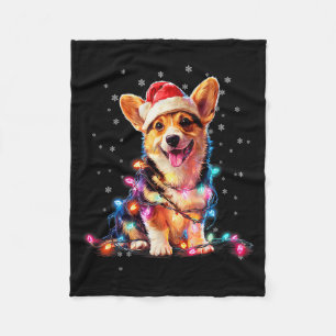 Christmas Dog Corgi Santa Xmas Women Men Kids Fleece Blanket