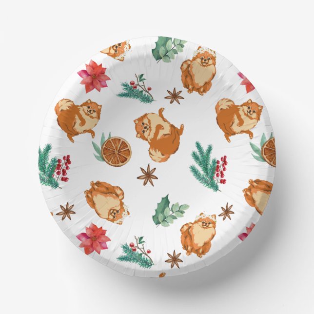 Christmas Dog Cute Festive Paper Bowls (Front)