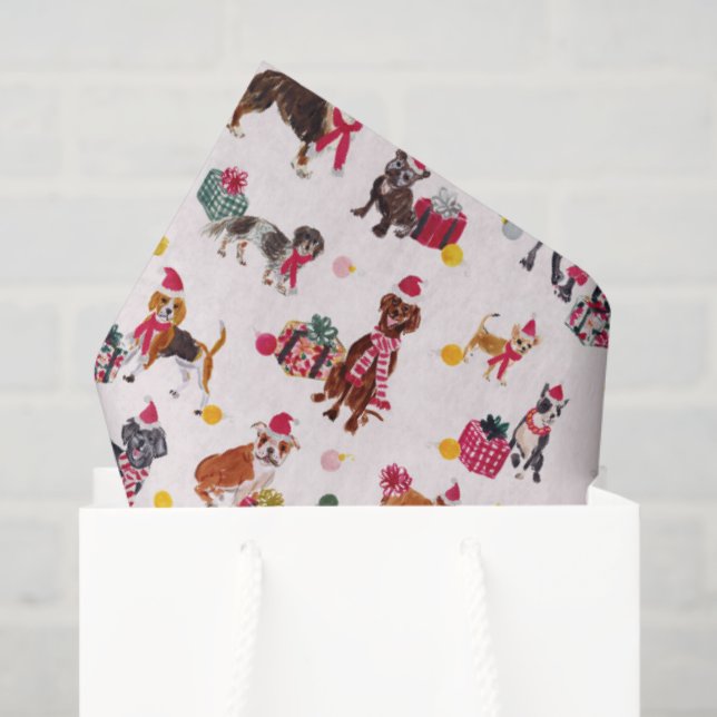 CHRISTMAS DOG CUTENESS CREAM TISSUE PAPER (Gift Bag)