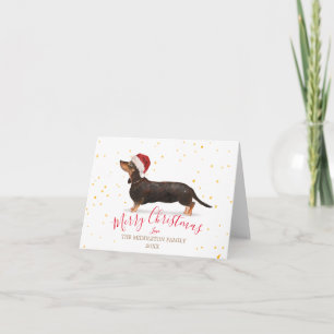 Christmas Dog Dachshund Gold Photo Merry Card