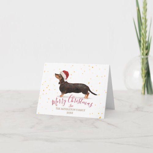 Christmas Dog Dachshund Gold Photo Merry Card