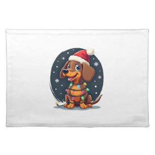 Christmas Dog Dachshund Santa Xmas Wiener 2 Cloth Placemat