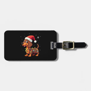 Christmas Dog Dachshund Santa Xmas Wiener 3 Luggage Tag