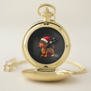 Christmas Dog Dachshund Santa Xmas Wiener 3 Pocket Watch