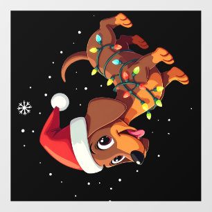 Christmas Dog Dachshund Santa Xmas Wiener 3 Wall Decal