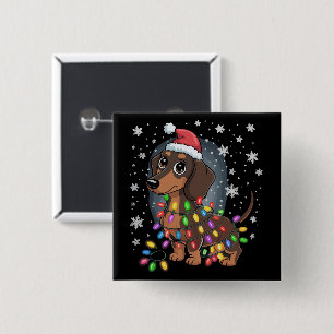 Christmas Dog Dachshund Santa Xmas Wiener Button
