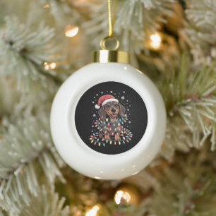 Christmas Dog Dachshund Santa Xmas Wiener Ceramic Ball Christmas Ornament